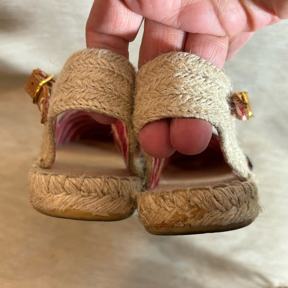 SPERRY Sz 9.5 Canvas Ankle Closure Espadrilles Anchor Pattern Nautical Sandals - Picture 7 of 8